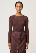 Load image into Gallery viewer, ONCE WAS RHIANNON KNIT TOP MOCHA
