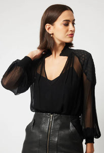 ONCE WAS PHEONIX CONTRAST CHIFFON BLOUSE