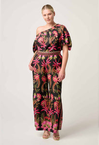 ONCE WAS JUNO ONE SHOULDER TOP ANTHOS LOTOS PRINT