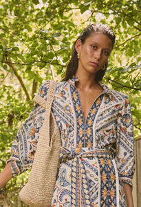 ONCE WAS ALEXIS CONTRAST TRIM FRINGE SHIRT