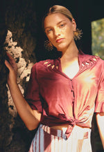 Load image into Gallery viewer, ONCE WAS CORALIE BLOUSE GARNET
