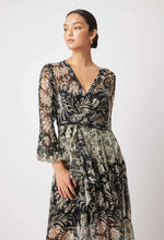 Load image into Gallery viewer, ONCE WAS IVY CROSS FRONT VISCOSE YORYU PUFF SLEEVE MAXI DRESS
