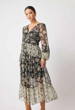 Load image into Gallery viewer, ONCE WAS IVY CROSS FRONT VISCOSE YORYU PUFF SLEEVE MAXI DRESS
