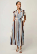 Load image into Gallery viewer, ONCE WAS CATTLEYA MAXI DRESS IRIDESCENT STRIPE
