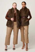 Load image into Gallery viewer, ONCE WAS HAZEL FAUX FUR VEST WALNUT
