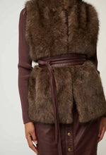 Load image into Gallery viewer, ONCE WAS HAZEL FAUX FUR VEST WALNUT
