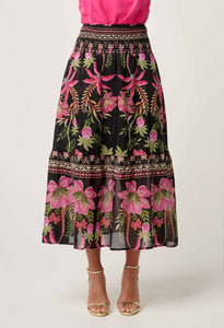 ONCE WAS CORDELIA SHIRRED SKIRT ANTHOS LOTOS