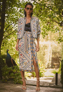 ONCE WAS ZENOBIA FRINGE MIDI SKIRT PETINOS FLOROS