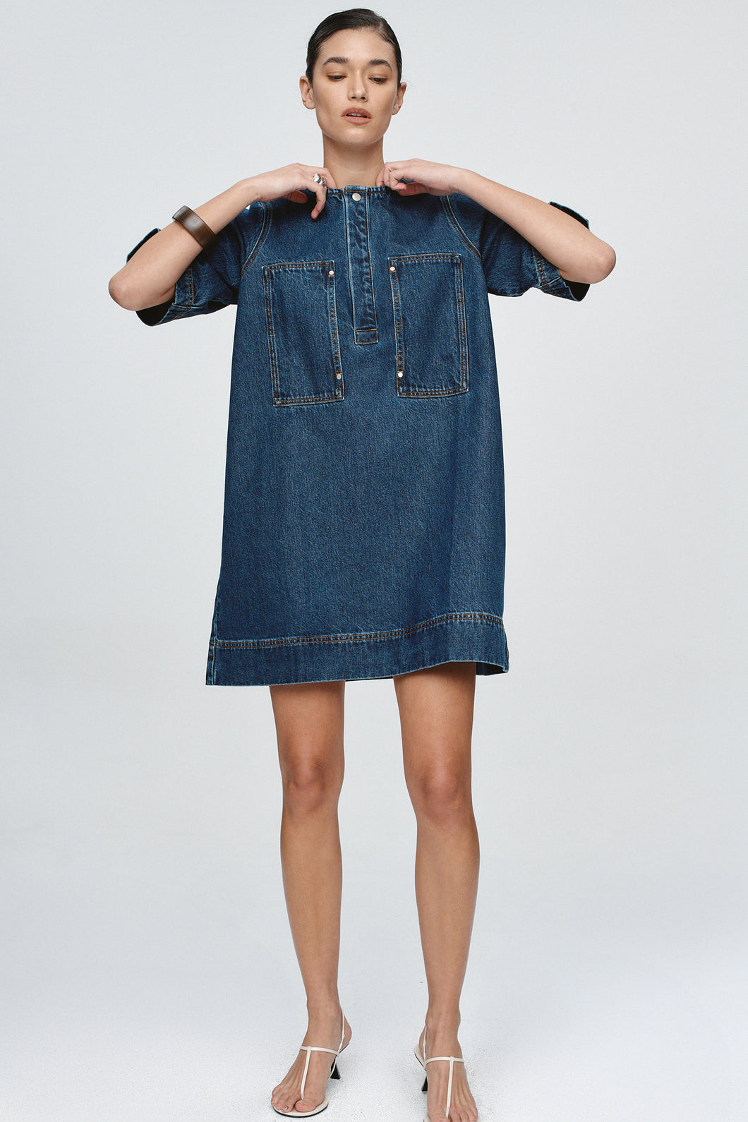 MARLE PATCH POCKET DRESS CLASSIC BLUE