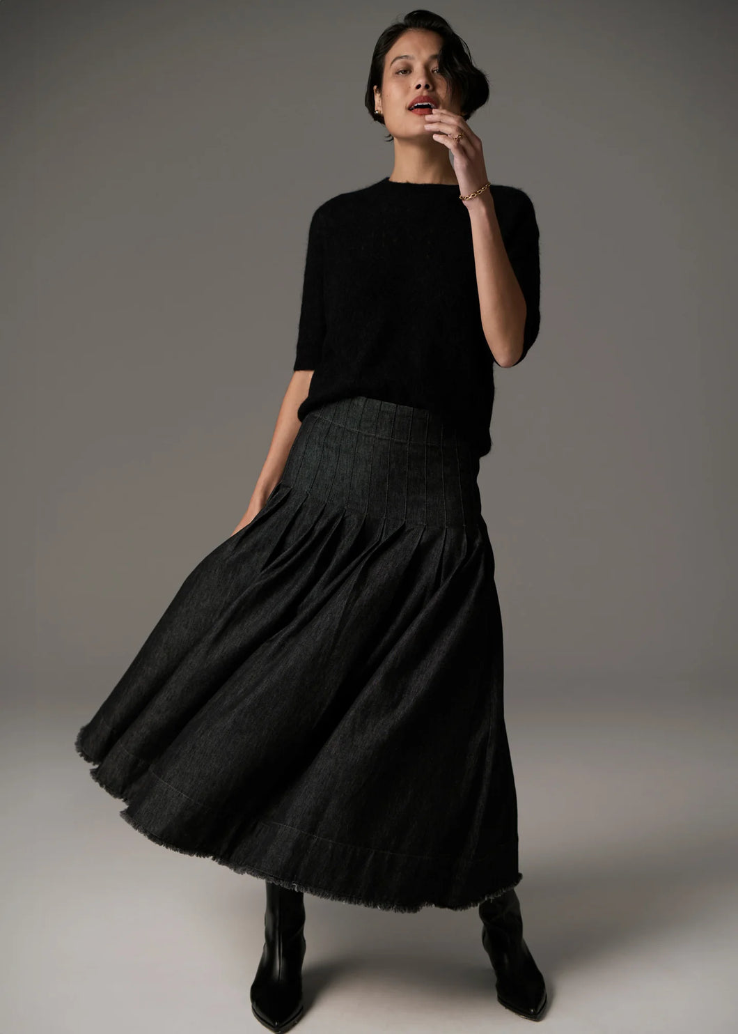 POL REECE SKIRT BLACK WASH