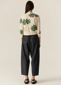 POL LASK DAISY CARDIGAN ECRU/GREEN
