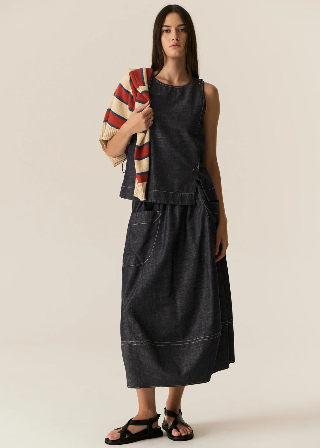 POL AVRID SKIRT CHAMBRAY