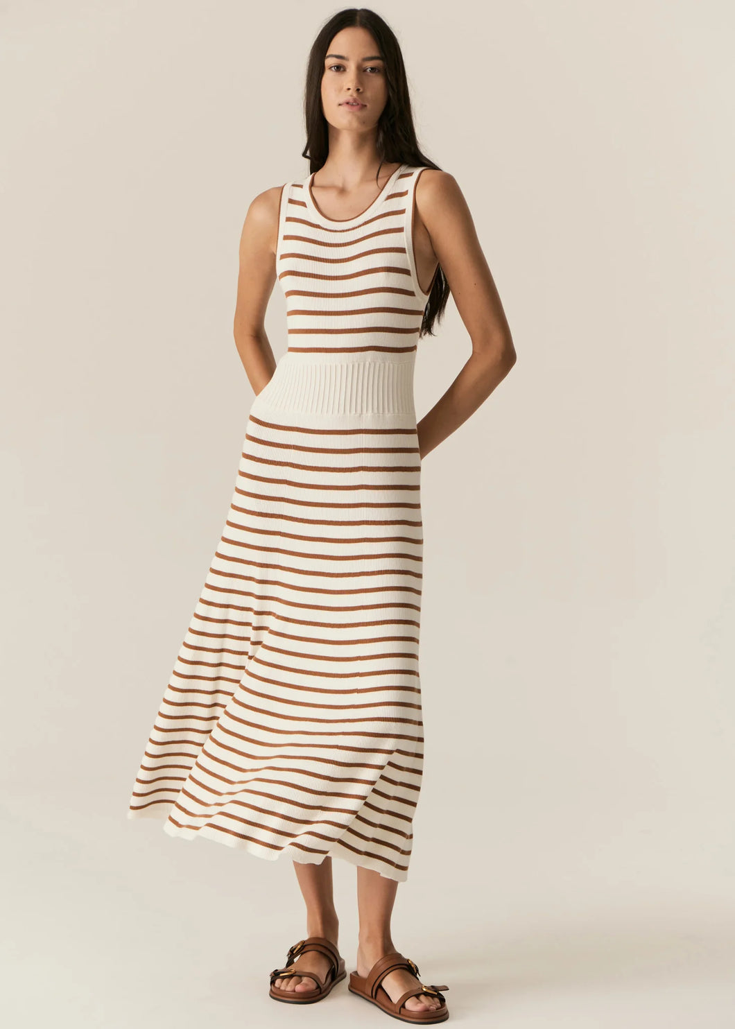 POL LUCA DRESS WHITE/CAMEL