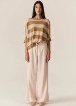 Load image into Gallery viewer, POL MILTON STRIPE KNIT TOP KHAKI/PINK
