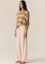 Load image into Gallery viewer, POL MILTON STRIPE KNIT TOP KHAKI/PINK
