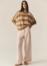 Load image into Gallery viewer, POL MILTON STRIPE KNIT TOP KHAKI/PINK
