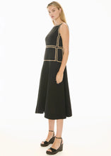 Load image into Gallery viewer, POL MARLIN RAFFIA TRIM DRESS BLACK
