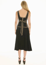 Load image into Gallery viewer, POL MARLIN RAFFIA TRIM DRESS BLACK
