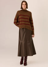 Load image into Gallery viewer, POL ASTOR STRIPE KNIT TOFFEE/WINE
