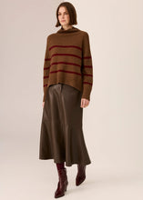 Load image into Gallery viewer, POL ASTOR STRIPE KNIT TOFFEE/WINE
