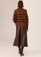 Load image into Gallery viewer, POL ASTOR STRIPE KNIT TOFFEE/WINE

