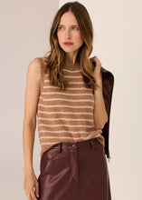 Load image into Gallery viewer, POL CARMEL STRIPED VEST CAMEL/BLUSH
