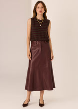 Load image into Gallery viewer, POL CARMEL STRIPED VEST CHOC/MERLOT
