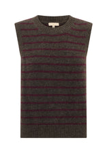 Load image into Gallery viewer, POL CARMEL STRIPED VEST CHOC/MERLOT
