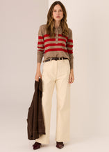 Load image into Gallery viewer, POL MEIRA STRIPE POLO KNIT CEDAR RED

