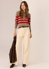 Load image into Gallery viewer, POL MEIRA STRIPE POLO KNIT CEDAR RED
