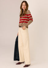 Load image into Gallery viewer, POL MEIRA STRIPE POLO KNIT CEDAR RED
