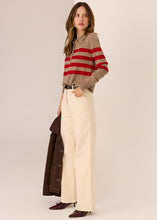 Load image into Gallery viewer, POL MEIRA STRIPE POLO KNIT CEDAR RED
