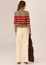 Load image into Gallery viewer, POL MEIRA STRIPE POLO KNIT CEDAR RED

