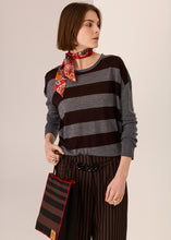 Load image into Gallery viewer, POL MEIRA STRIPE KNIT CHARCOAL/CHOC
