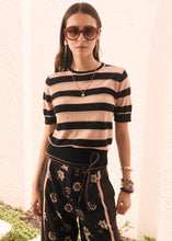 Load image into Gallery viewer, POL DARCEY STRIPE KNIT TEE BLACK/PINK/PINK
