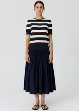 Load image into Gallery viewer, POL DARCEY STRIPE KNIT TOP INK/WHITE/CHOC
