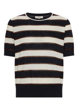 Load image into Gallery viewer, POL DARCEY STRIPE KNIT TOP INK/WHITE/CHOC
