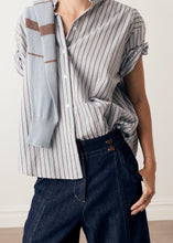 Load image into Gallery viewer, POL BAY SHIRT BLUE/CHOC STRIPE
