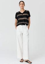 Load image into Gallery viewer, POL LIANA V NECK KNIT BLACK/PINK
