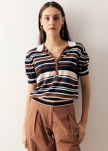Load image into Gallery viewer, POL DAHLIA KNIT POLO MULTISTRIPE
