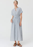 POL BAY DRESS BLUE/CHOC STRIPE