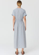 Load image into Gallery viewer, POL BAY DRESS BLUE/CHOC STRIPE
