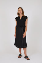 Load image into Gallery viewer, MARLOW PALMA WRAP SKIRT BLACK
