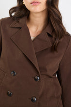 Load image into Gallery viewer, STORIES BE TOLD PATHWAY CHOCOLATE CROPPED TRENCH JACKET
