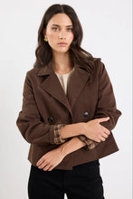 Load image into Gallery viewer, STORIES BE TOLD PATHWAY CHOCOLATE CROPPED TRENCH JACKET
