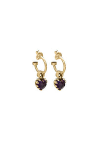 STOLEN GIRLFRIENDS CLUB GOLD LOVE ANCHOR EARRINGS AMETHYST