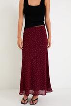 Load image into Gallery viewer, STORIES BE TOLD EMPORIUM BURGUNDY POLKA DOT SKIRT
