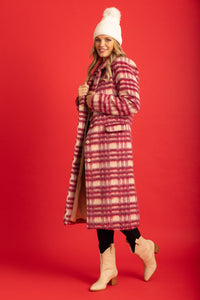 AUGUSTINE HARRIET COAT BERRY CHECK