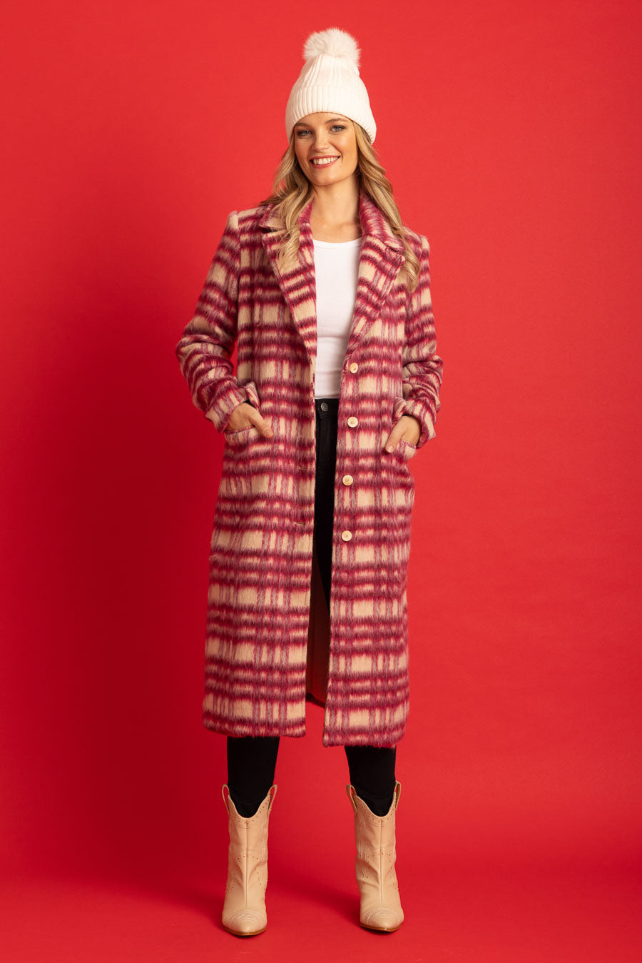 AUGUSTINE HARRIET COAT BERRY CHECK