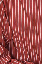 Load image into Gallery viewer, ROWIE RAMONA STRIPE LONG SLEEVE SHIRT CHERRY RED
